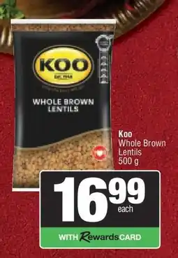 Spar Koo Whole Brown Lentils offer