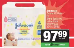 Spar Johnson’s Gentle All Over or Extra Sensitive Value Pack Wet Wipes offer