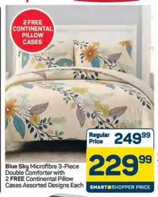Pick n Pay Hypermarket Blue Sky Microfibre 3-Piece Double Comforter offer