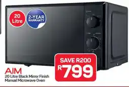 Pick n Pay Hypermarket AIM 20 Litre Black Mirror Finish Manual Microwave Oven offer