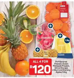 Pick n Pay PnP Bananas Prepack, Queen Pineapple Prepack, Citrus Oranges 2.5kg V and Starking Apples 1.5kg offer