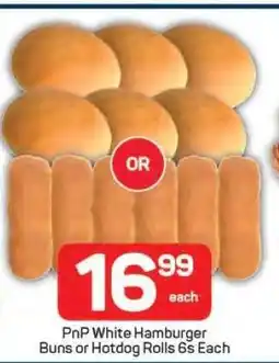 Pick n Pay PnP White Hamburger Buns or Hotdog Rolls 6s Each offer
