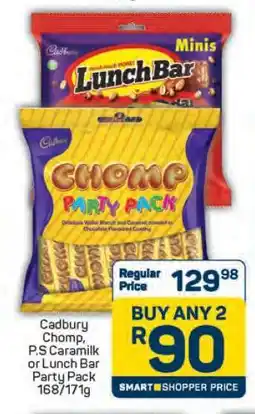 Pick n Pay Cadbury Chomp, P.S Caramilk or Lunch Bar Party Pack 168/171g offer