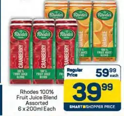 Pick n Pay Rhodes 100% Fruit Juice Blend Assorted-6 x 200ml Each offer