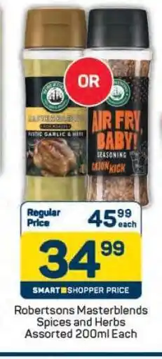 Pick n Pay Robertsons Masterblends Spices and Herbs Assorted 200ml Each offer