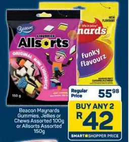 Pick n Pay Beacon Maynards Gummies, Jellies or Chews Assorted 100g or Allsorts Assorted 150g offer