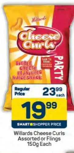 Pick n Pay Willards Cheese Curls Assorted or Flings 150g Each offer