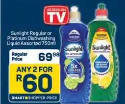 Pick n Pay Sunlight Regular or Platinum Dishwashing Liquid Assorted 750ml offer