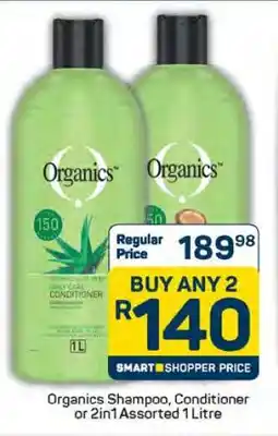 Pick n Pay Organics Shampoo, Conditioner or 2in1 Assorted 1 Litre offer