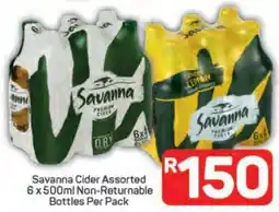 Pick n Pay Savanna Cider Assorted 6 x 500ml Non-Returnable Bottles Per Pack offer