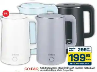Goldair 1.8 Litre Stainless Steel Cool Touch Cordless Kettle