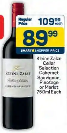 Pick n Pay Kleine Zalze Cellar Selection Cabernet Sauvignon, Pinotage or Merlot 750ml Each offer