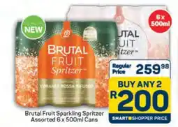 Pick n Pay Brutal Fruit Sparkling Spritzer Assorted 6 x 500ml Cans offer