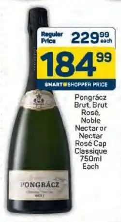 Pick n Pay Pongrácz Brut, Brut Rosé, Noble Nectar or Nectar Rosé Cap Classique 750ml Each offer