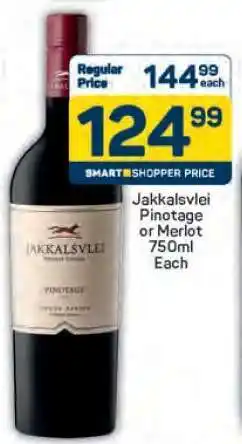 Pick n Pay Jakkalsvlei Pinotage or Merlot 750ml offer