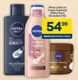 Pick n Pay Nivea Lotion or Cream Assorted 400ml Each (Excludes Q10) offer