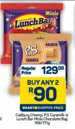 Pick n Pay Cadbury Chomp, P.S Caramilk or Lunch Bar Minis Chocolate Bag 168/171g offer
