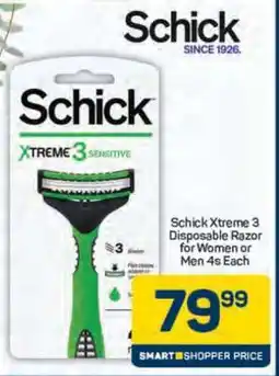 Pick n Pay Schick Xtreme 3 Disposable Razor for Women or Men 4s Each offer