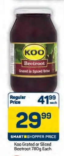 Pick n Pay Koo Grated or Sliced Beetroot 780g Each offer