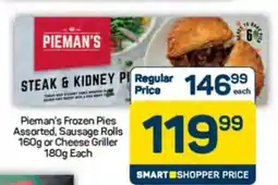 Pick n Pay Pieman's Frozen Pies Assorted, Sausage Rolls 160g or Cheese Griller 180g Each offer