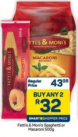 Pick n Pay Hypermarket Fatti's & Moni's Spaghetti or Macaroni 500g offer