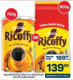 Pick n Pay Hypermarket Nescafé Ricoffy 750g Tin or 800g Pouch offer