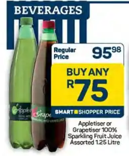 Pick n Pay Appletiser or Grapetiser 100% Sparkling Fruit Juice Assorted 1.25 Litre offer