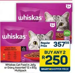 Pick n Pay Hypermarket Whiskas Cat Food in Jelly or Gravy Assorted 12 x 85g Multipack offer