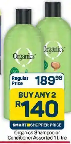 Pick n Pay Hypermarket Organics Shampoo or Conditioner Assorted 1 Litre offer