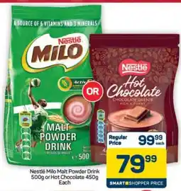 Pick n Pay Hypermarket Nestlé Milo Malt Powder Drink or Hot Chocolate offer