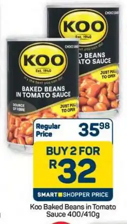 Pick n Pay Hypermarket Koo Baked Beans In Tomato Sauce 400/410g offer