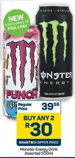 Pick n Pay Hypermarket Monster Energy Drink Assorted 500ml offer