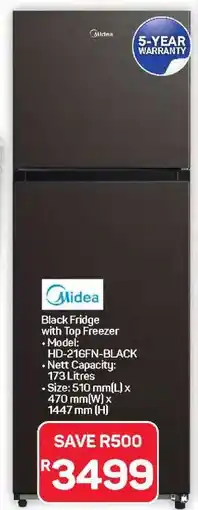 Pick n Pay Hypermarket Midea Black Fridge with Top Freezer offer