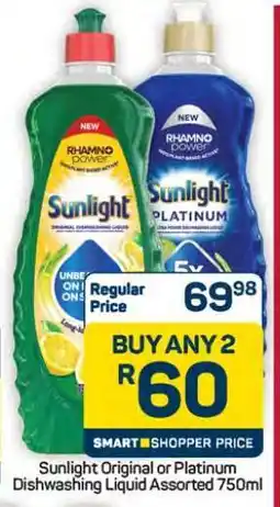 Pick n Pay Hypermarket Sunlight Original or Platinum Dishwashing Liquid Assorted 750ml offer