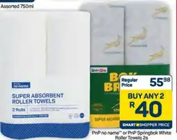 Pick n Pay Hypermarket PnP no name or PnP Springbok White Roller Towels 2s offer