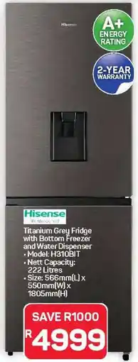 Pick n Pay Hypermarket Hisense Titanium Grey Fridge offer