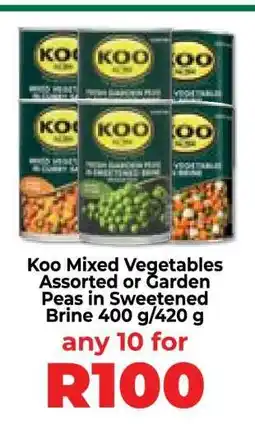 Food Lover's Market Koo Mixed Vegetables Assorted or Garden Peas in Sweetened Brine 400 g/420 g offer