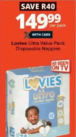 Checkers Lovies Ultra Value Pack Disposable Nappies offer