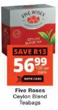 Checkers Five Roses Ceylon Blend Teabags offer
