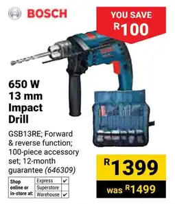 Builders Warehouse Bosch 650W Impact Drill offer