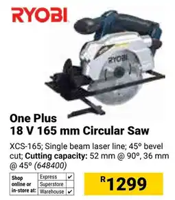 Builders Warehouse Ryobi One Plus 18 V Circular Saw offer