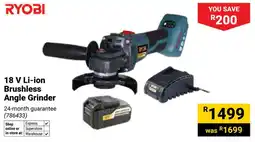 Builders Warehouse Ryobi 18 V Li-ion Brushless Angle Grinder offer
