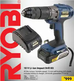 Builders Warehouse Ryobi 18 V Li-ion Impact Drill Kit offer