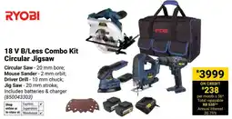 Builders Warehouse Ryobi 18 V B/ Less Combo Kit Circular Jigsaw offer