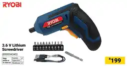 Builders Warehouse Ryobi 3.6 V Lithium Screwdriver offer