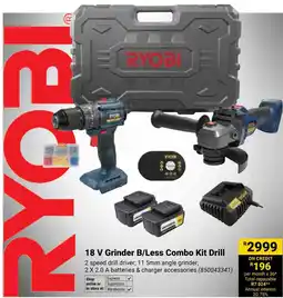 Builders Warehouse Ryobi 18 V Grinder B/ Less Combo Kit Drill offer