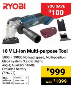 Builders Warehouse Ryobi 18 V Li-ion Multi-purpose Tool offer
