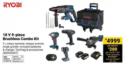 Builders Warehouse Ryobi 18 V Brushless Combo Kit offer