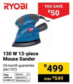 Builders Warehouse Ryobi 130 W Mouse Sander offer