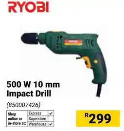 Builders Warehouse Ryobi 500 W Impact Drill offer